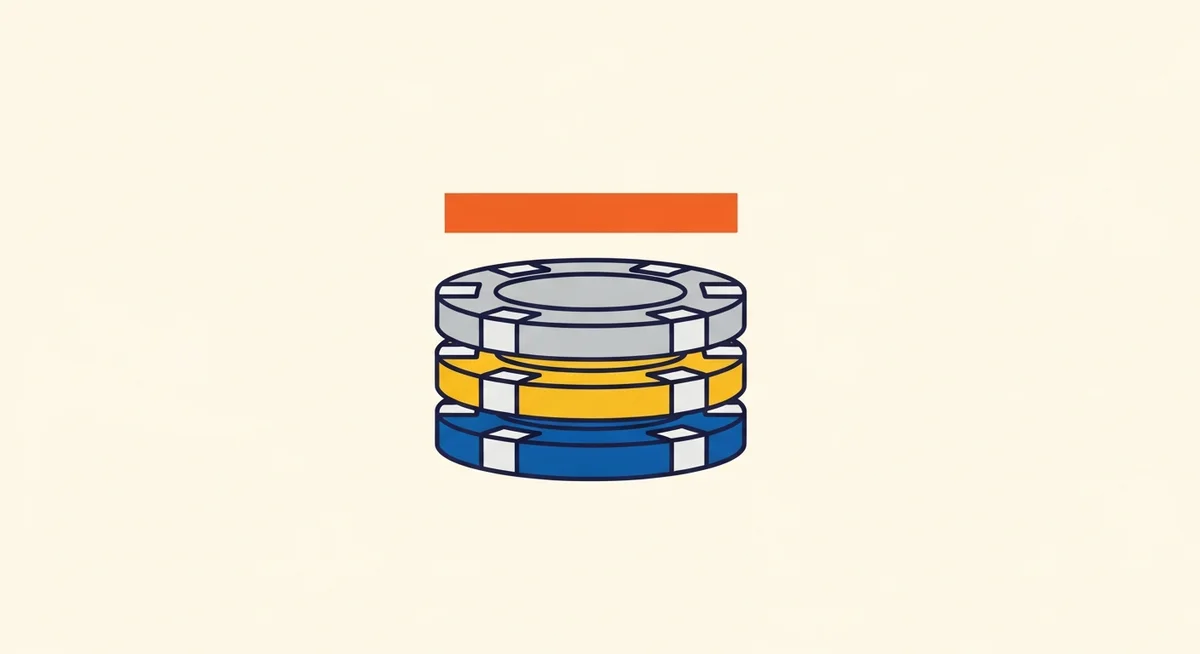 A stack of casino chips with a horizontal line above it, representing deposit limits and financial control.