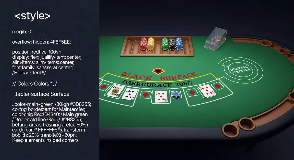 A flat vector illustration showing casino chips and playing cards on an abstract game table, representing blackjack bets and winnings.