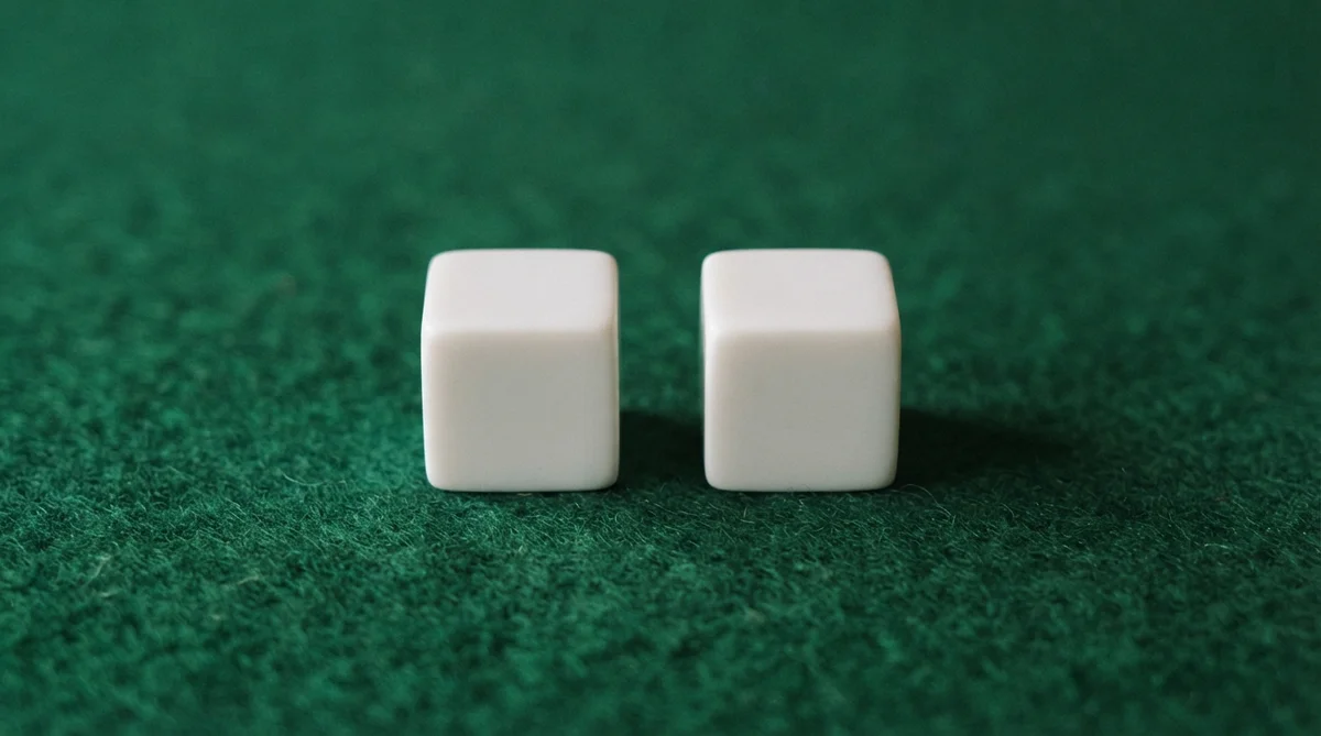 Two plain dice resting on green felt.